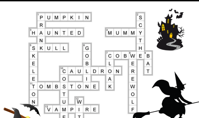 Halloween crossword puzzle answer key