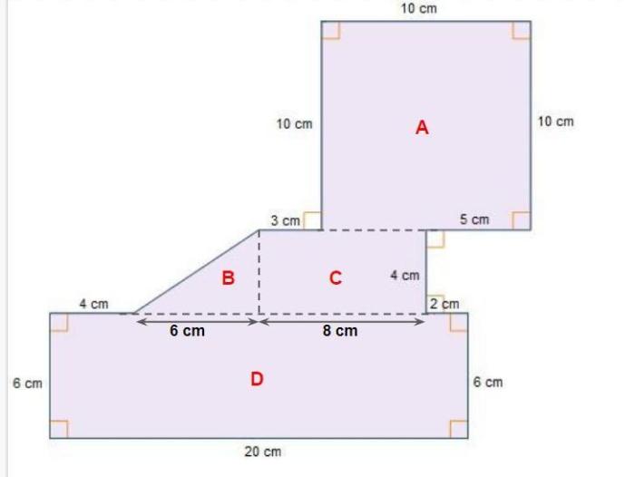 What is the area of the composite figure 262 cm2